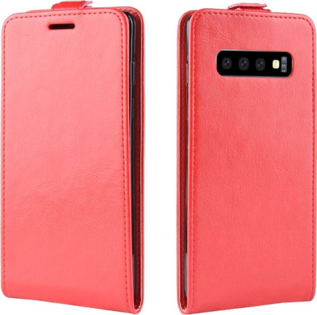 Flip Case Handyhülle für Samsung Galaxy S10 Plus Vertikal Schutzhülle Tasche Cover Rot Bumper Smartphone Kartensteckplatz-Kreditkarte-Geldschein...