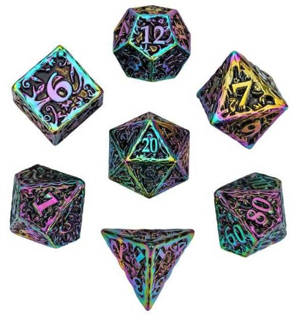 HOT Games Würfelset Metall Rainbow DND Premium Box Rollenspiel