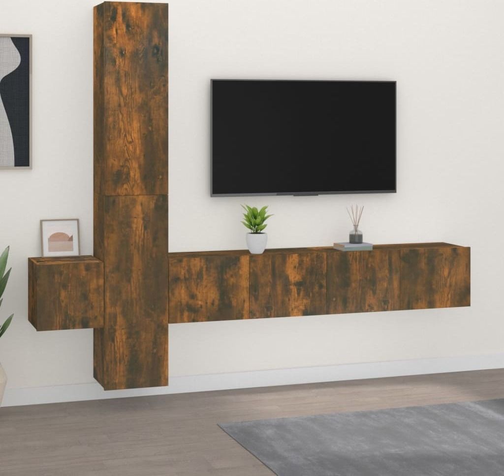 Maison Exclusive - 5-tlg. TV-Schrank-Set Räuchereiche Holzwerkstoff