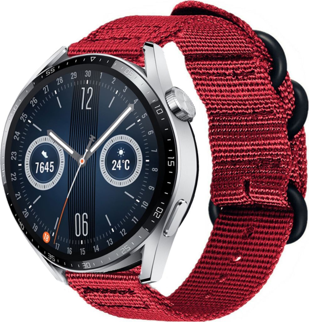 Strap-it Huawei Watch GT 3 46mm Nylon-Schnallenarmband (Rot)