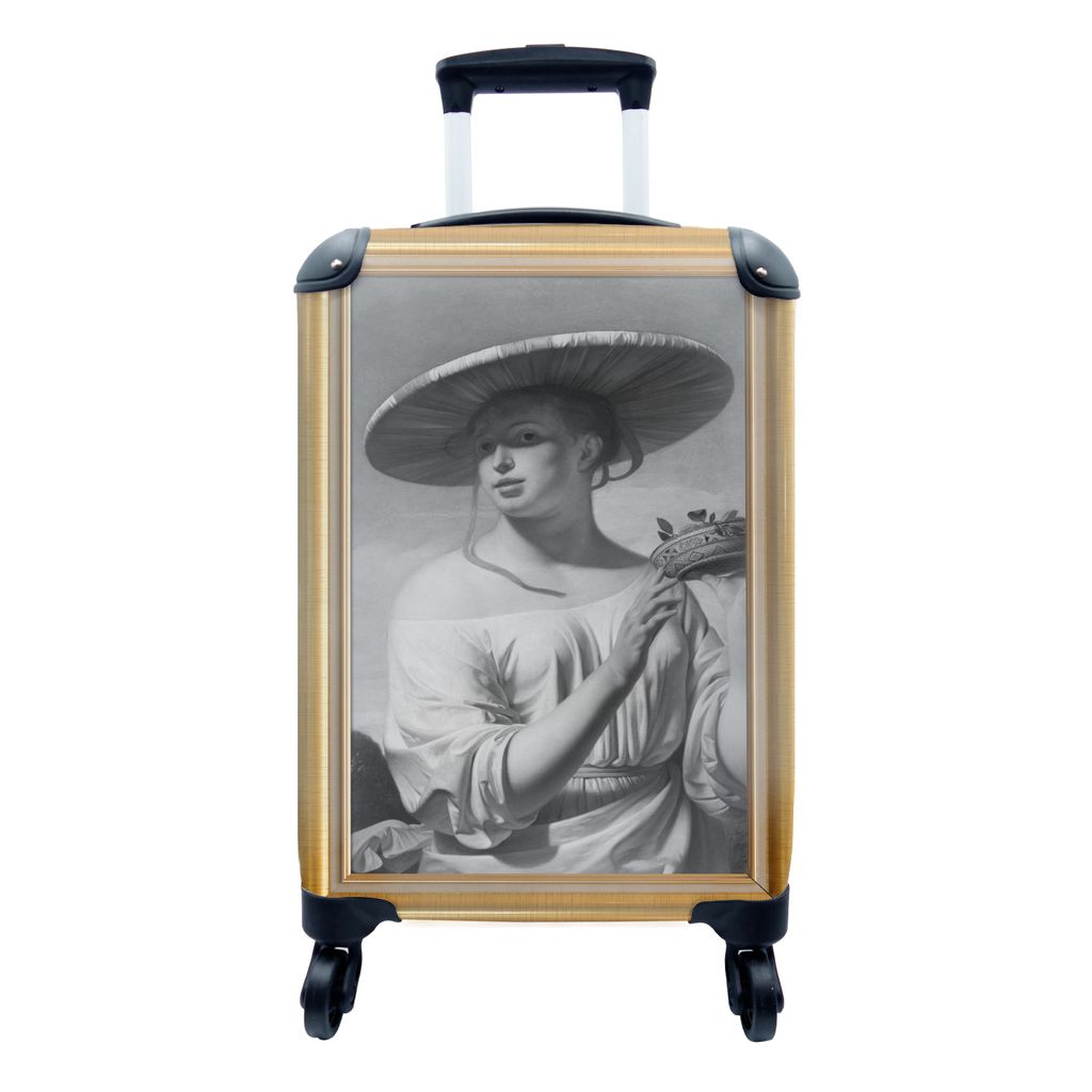 MuchoWow Koffer Handgepäck Trolley Rollkoffer Kleine Reisekoffer mit 4 Rollen - Kunst - Maler - Liste - Gold - Cabin Size < 55x40x23 cm & 55x40x...
