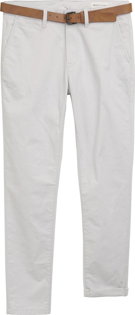 Tom Tailor Herren Chinohose Slim Fit mit niedriger Leibhöhe, 4-Pocket-Style und Gürtel