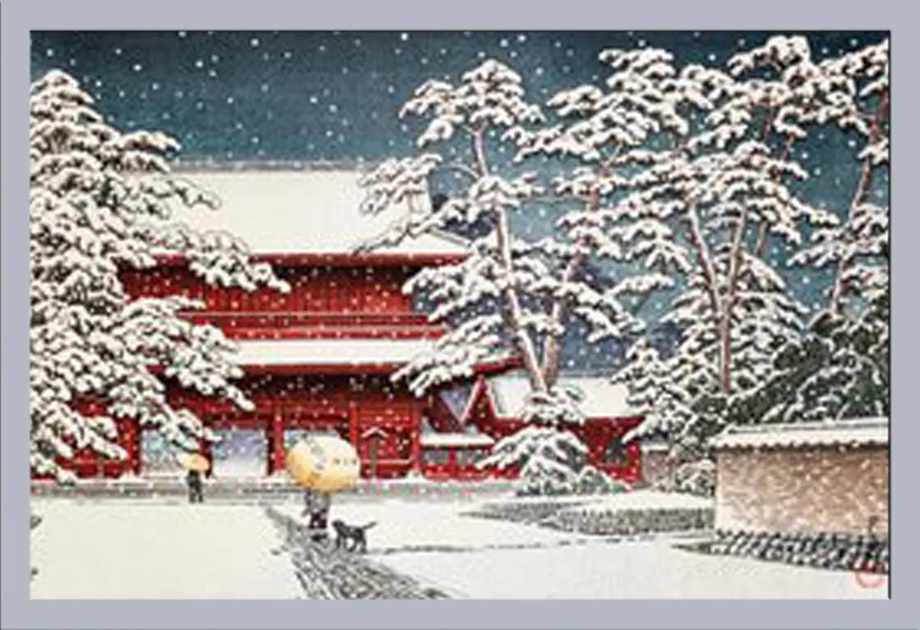 Kawase Hasui Tempio Zojo Poster con Cornice Shinsuke Argento 61x91,5