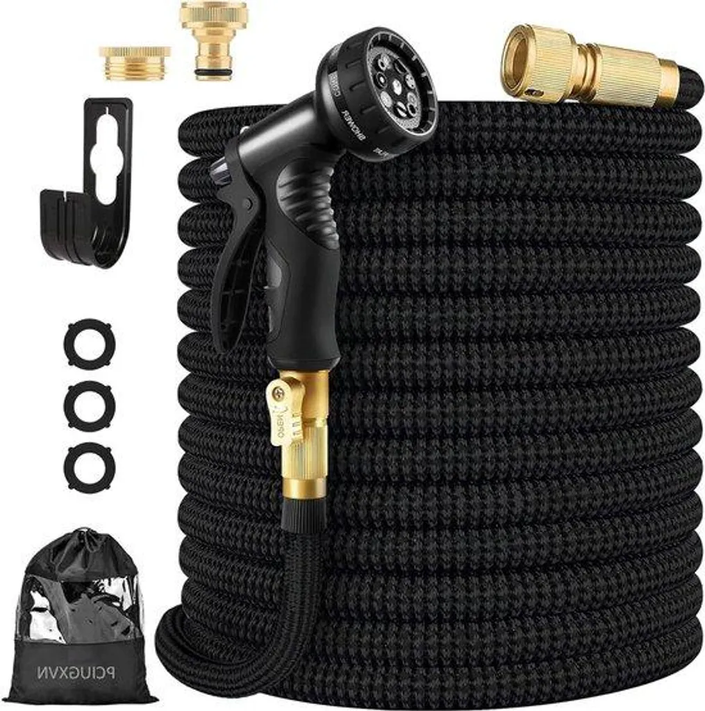 Adieu les nœuds avec ce tuyau d'arrosage extensible en laiton noir
