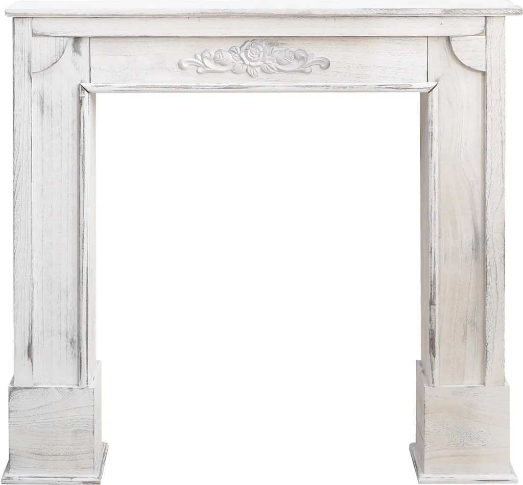 Caminetto Shabby Bianco Rebecca Mobili 100x105x21 Effetto Antico
