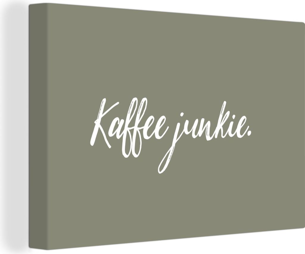 OneMillionCanvasses - Leinwandbilder - 150x100 cm, Sprichwörter - Kaffee Junkie - Kaffee - Zitate, Wandbilder Kunstdruck Wanddekoration - Foto a...
