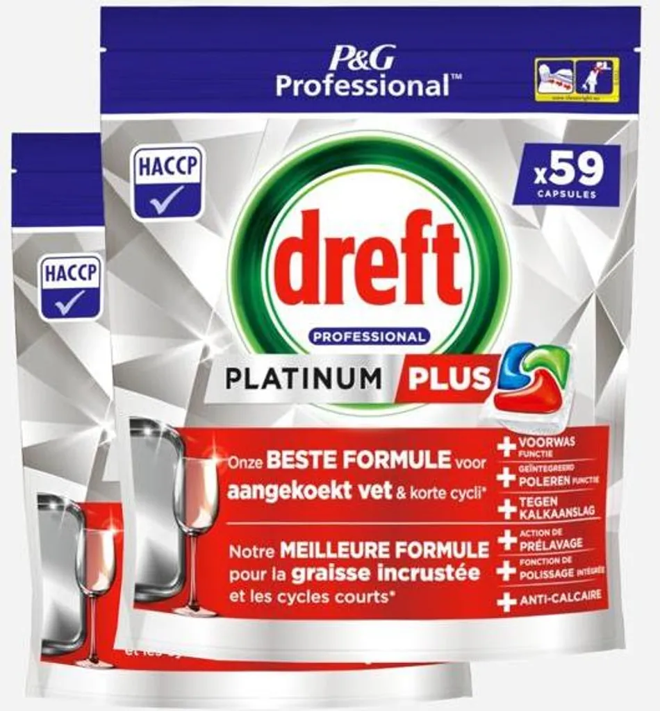 Pastiglie per lavastoviglie Dreft Platinum Plus Regular All in 1 - 118 pastiglie (2x59)