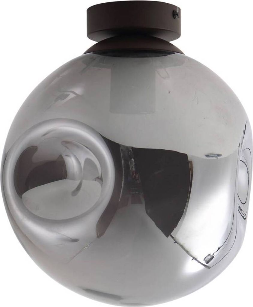 Lindby Deckenlampe Valentina, Glas, rauchgrau, rund, Ø 25 cm