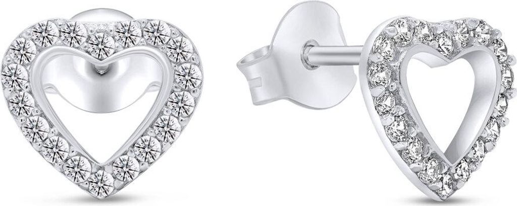 Charming silver earrings Hearts with zircons EA355W