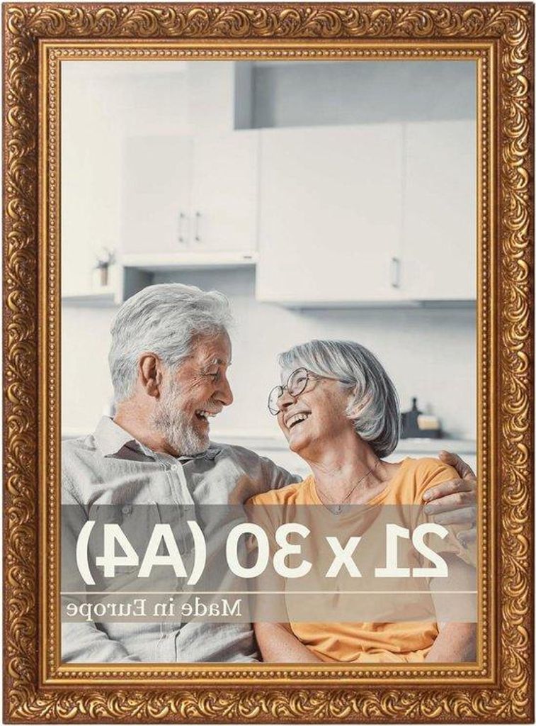 Braun-Golden Holz-Fotoliste in A4-Größe für antike Motive