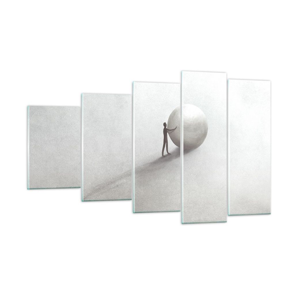 Bilder auf glas - 5 Teile - Sisyphus Arbeit Symbol - 100x60cm - Glasbilder - Wandbilder - Bilder - zum Aufhängen bereit - Wanddekoration aus Glas ...