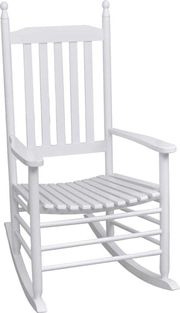 vidaXL Sedia a dondolo con seduta curva in legno bianco Immagine del prodotto 