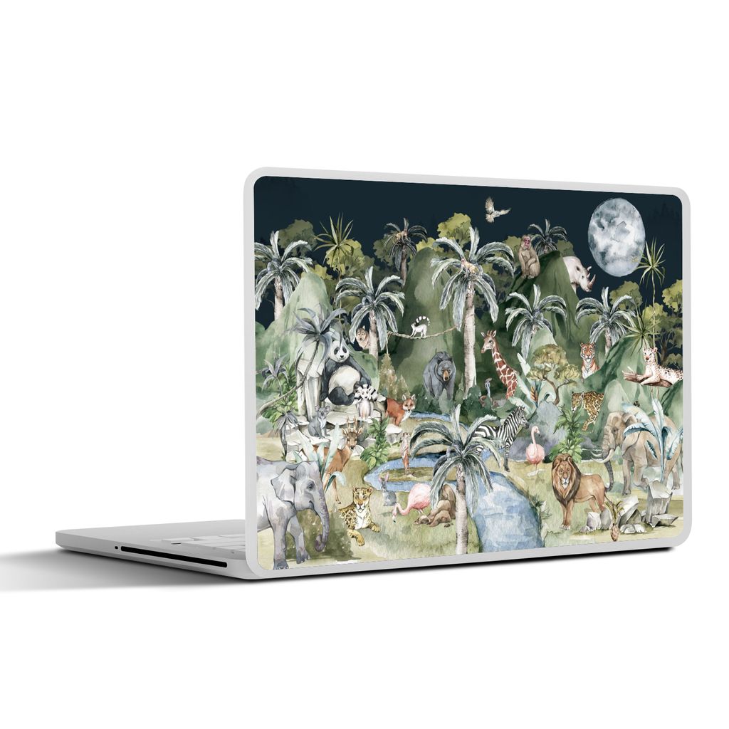 MuchoWow Laptop Aufkleber Sticker Cover Kinder - Dschungel - Natur - Tiere - Pflanzen 30x21 cm - Sticker für Laptop - Selbstklebend
