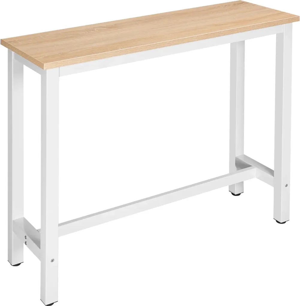 Table de bar 120x40x100 cm en chêne clair et métal avec repose-pieds