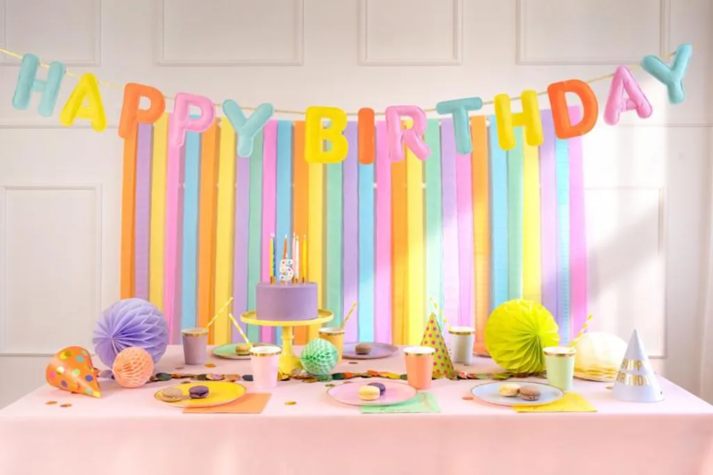 Bannière Happy Birthday réutilisable 3m en feutre pour déco durable