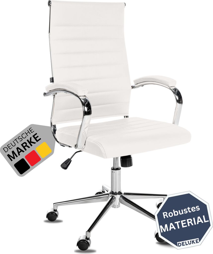 DELUKE Bürostuhl Ergonomisch MEGAO Schreibtischstuhl Echtleder | Höhenverstellbarer Drehstuhl, Arbeitsstuhl mit Armlehne | Chefsessel, Computer...