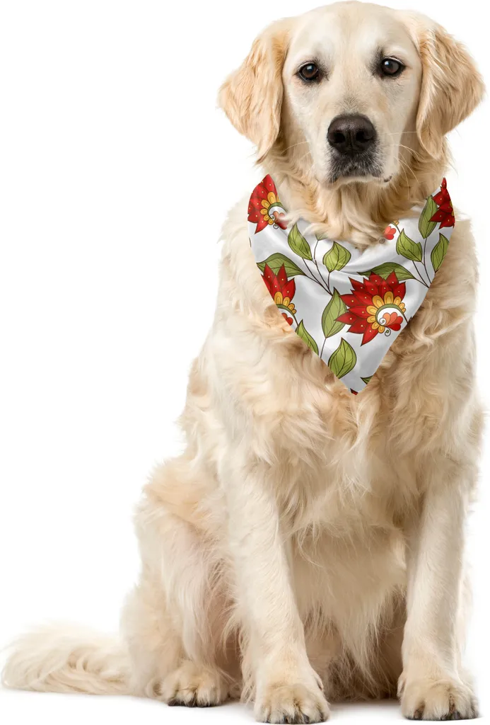Accessorio Pet ABAKUHAUS Bandana Floreale 40x40 cm Verde Vermiglio