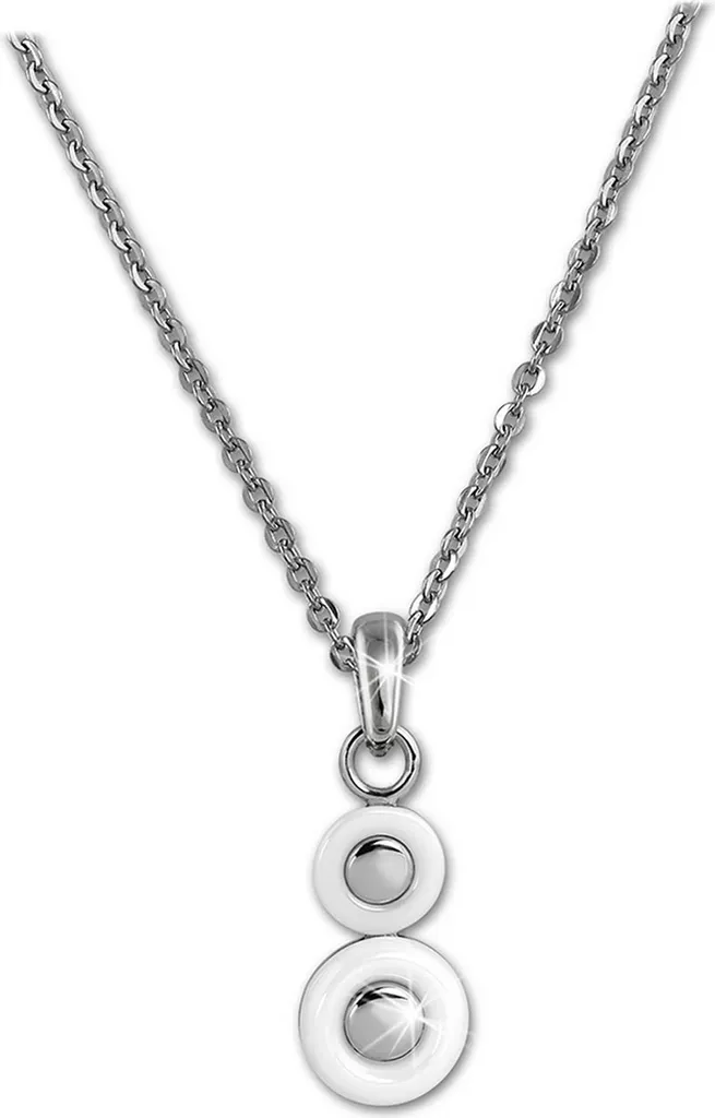 Amello Collana Acciaio Inox e Ceramica Bianca 50cm - Gioielli Donna Circle