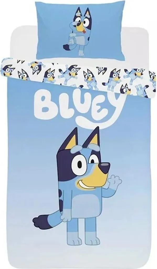 Bluey Parure de lit Welle TA14220 pour lit simple bleu et blanc 140x200