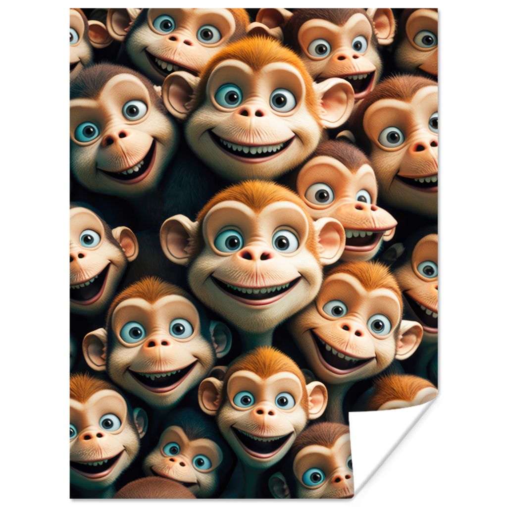 MuchoWow Poster Affe - Tiere - Braun - Design - Mädchen - Jungen 60x80 cm - Schlafzimmer Dekoration