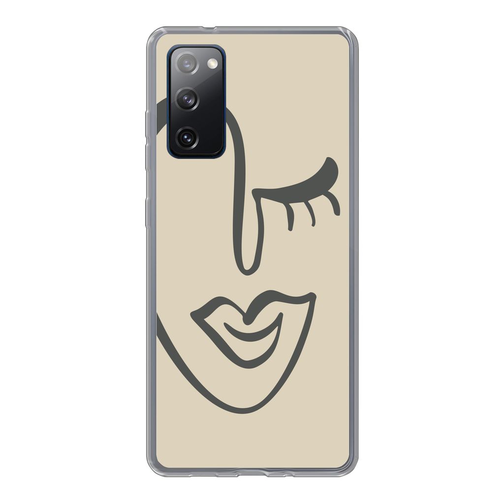 MuchoWow Handyhülle Schutzhülle Hülle für Samsung Galaxy S20 FE Frau - Gesicht - Kunst Silikon Softcase Handy Hülle - Abdeckung