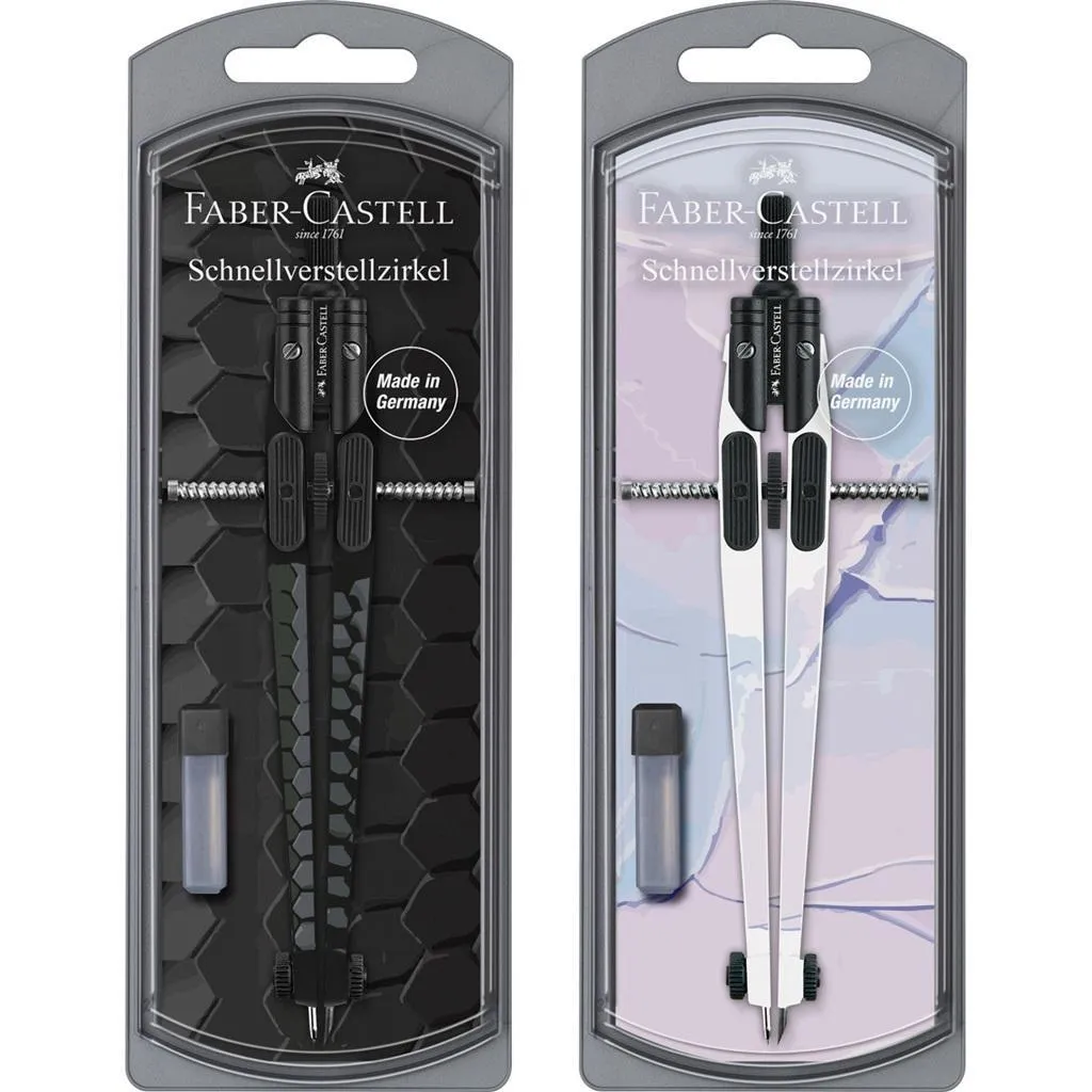 Compas anti-dérapage Faber-Castell Dark & Bright pour cercles précis rapides