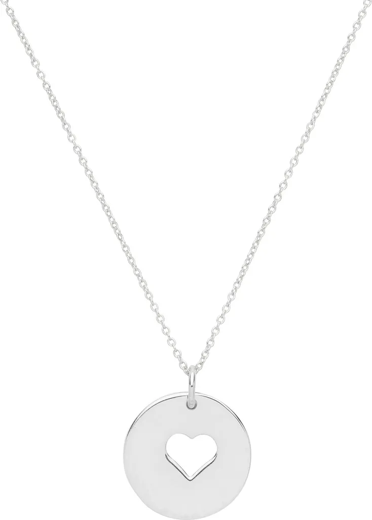Collier Femme avec Pendentif Cœur en Argent 925 Rhodié - Modèle 43cm