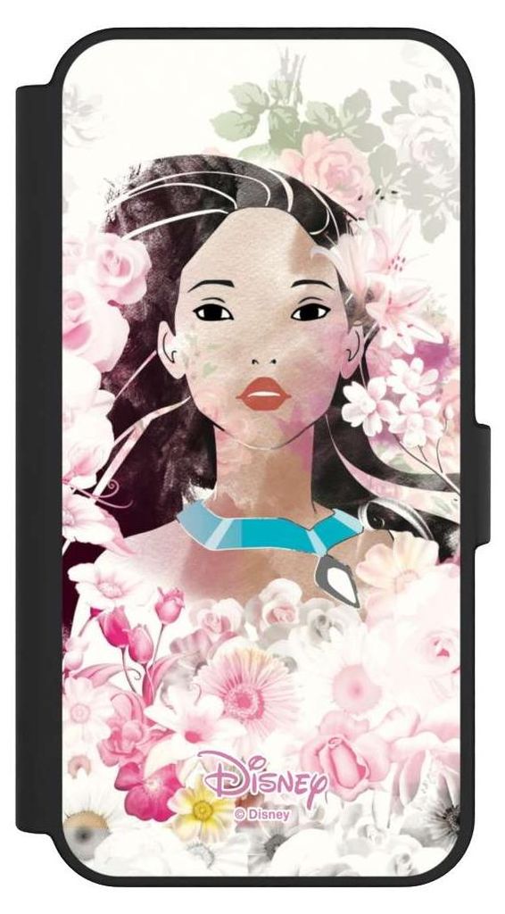 NIVOCASE Klapphülle für Samsung Galaxy S24 FE 5G Handyhülle aus Kunst Leder NIVOflip schwarz Disney Offizielles Lizenzprodukt Pocahontas