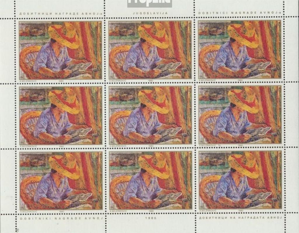 Briefmarken Jugoslawien 1980 Mi 1867Klb-1871Klb Kleinbogen (kompl.Ausg.) postfrisch Gemälde
