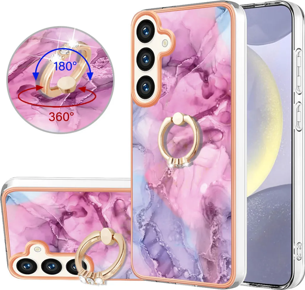 Custodia S24+ Rosa a Prova di Bambino: Silicone con Anello Stand