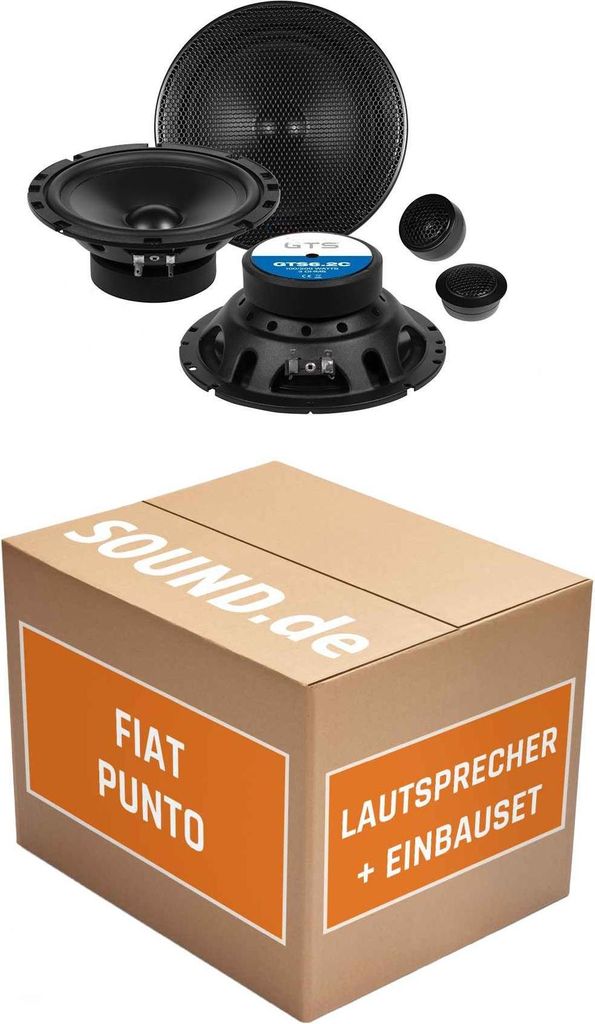 Lautsprecher Boxen Einbaupaket Front Crunch GTS passend für Fiat Punto 199 | 2x Tief-Mitteltöner 2x Hochtöner 4x Frequenzweiche