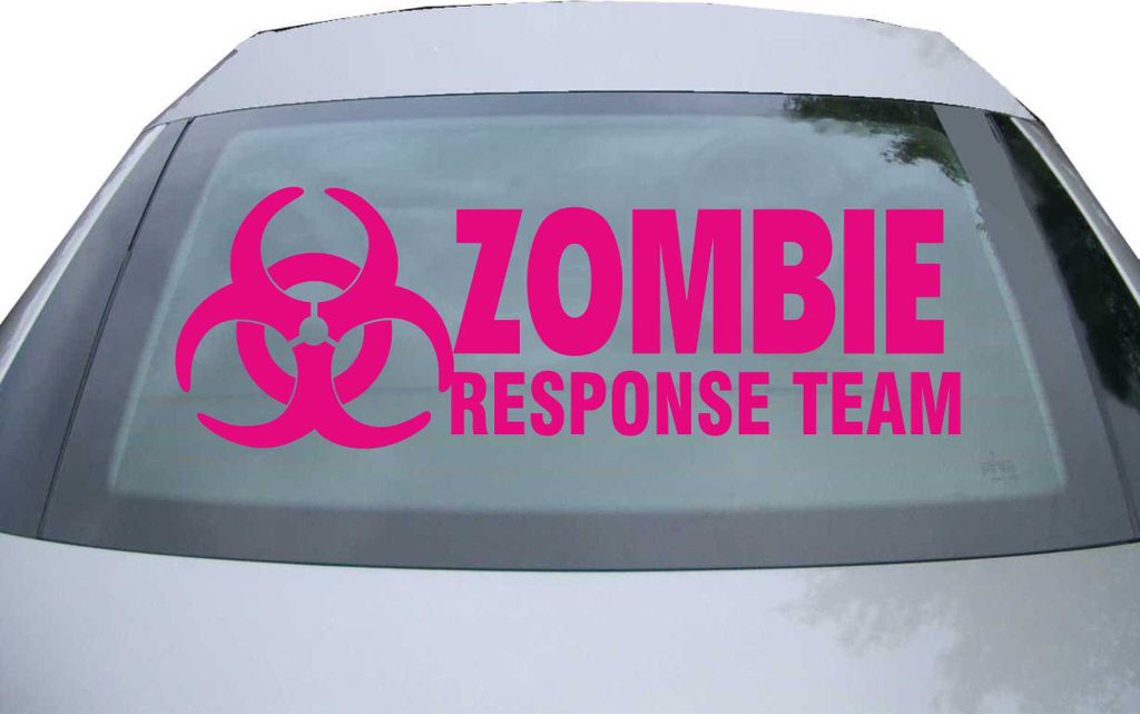 Indigos UG - Aufkleber Heckscheibe & Motorklappe DE2191 - pink - 600x199 mm - Zombie Response Team - Auto Scheiben Fenster Heckklappe Tuning Racing...
