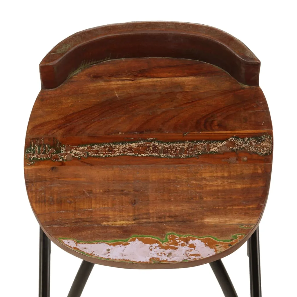 Tabouret de Bar Stable et Robuste en Bois Massif de Récupération - 2 Pcs - 14