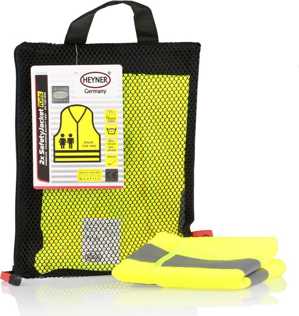 HEYNER® Warnweste Kinder 2er Set Leuchtend Gelb Produktbild 