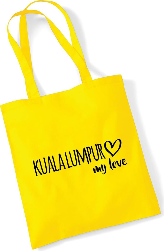 Huuraa Jutebeutel Kuala Lumpur my love 10 Liter Yellow Baumwolle Tasche Geschenkidee