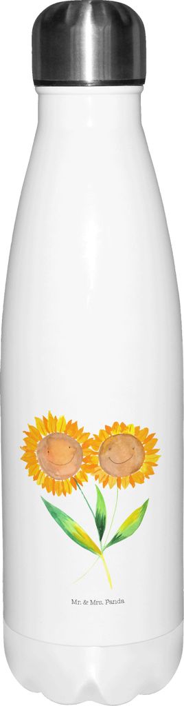 Mr. & Mrs. Panda Thermosflasche Blume Sonnenblume - Weiß - Geschenk, Thermos, Beste Freundin, Sonnenblumen, thermosflaschen, Lieblingsmensch, Blum...