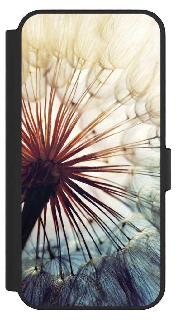 NIVOCASE Klapphülle für Samsung Galaxy S24 FE 5G Handyhülle aus Kunst Leder NIVOflip schwarz Blumen Fotografie Pusteblume