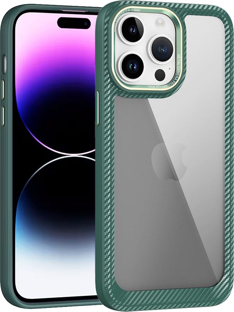 Wörleonline iPhone 13 Pro Max Hülle Handyhülle in Carbon Optik Case Cover, Grün