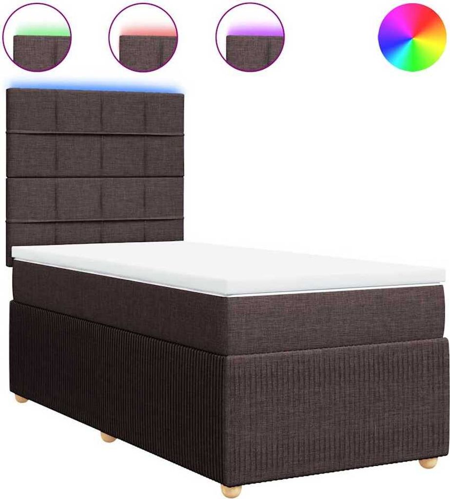 vidaXL Boxspringbett mit Matratze Dunkelbraun 90x200 cm Stoff