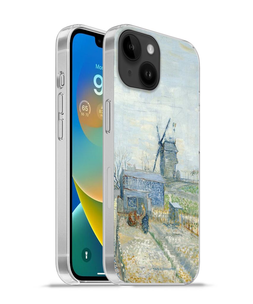 MuchoWow Handyhülle Schutzhülle Hülle für Apple iPhone 14 - Softcase Montmartre: Mühlen und Gärten - Vincent van Gogh Silikon Softcase Hand...
