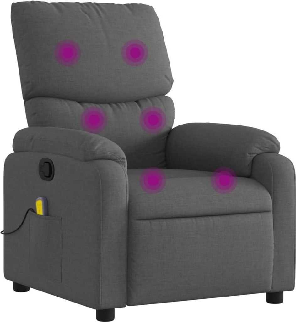 vidaXL Fauteuil de massage gris foncé Tissu Image du produit 