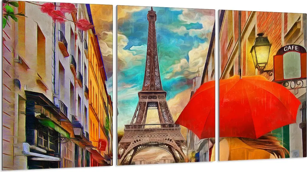 Piastre Vetro Coprifornelli 30x52 Paris Colourful - Set Protezione 3pz
