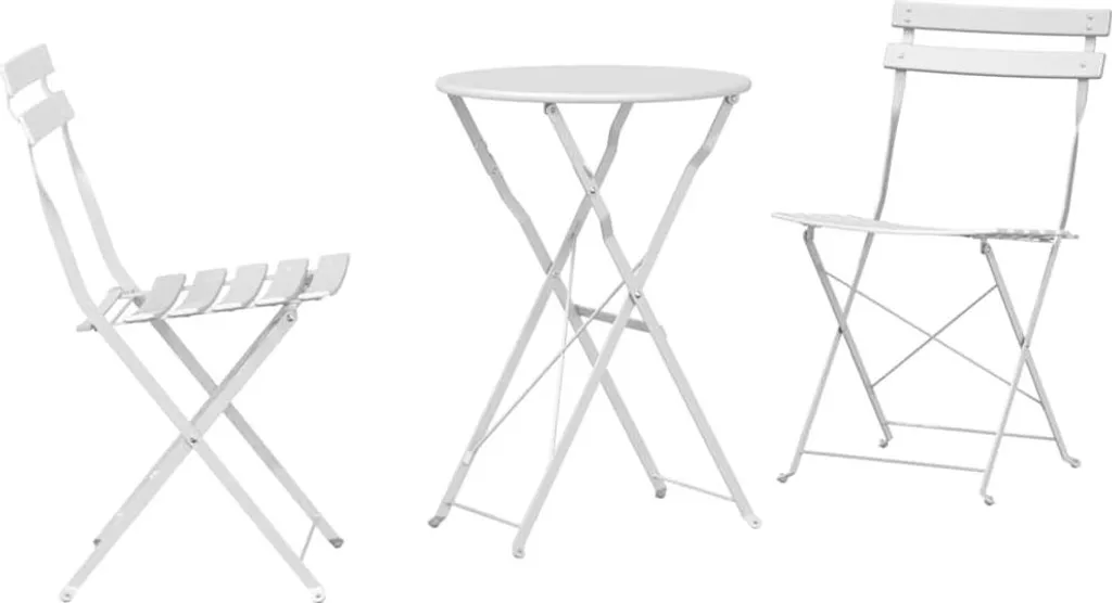 vidaXL Set da bistrot pieghevole 3 pezzi in acciaio bianco