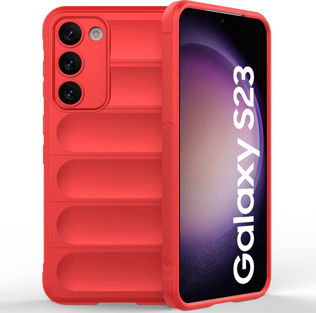 Samsung S23 Hülle, Weich TPU Silikon Stossfest Anti-rutsch Schutzhülle für Samsung Galaxy S23 Rot