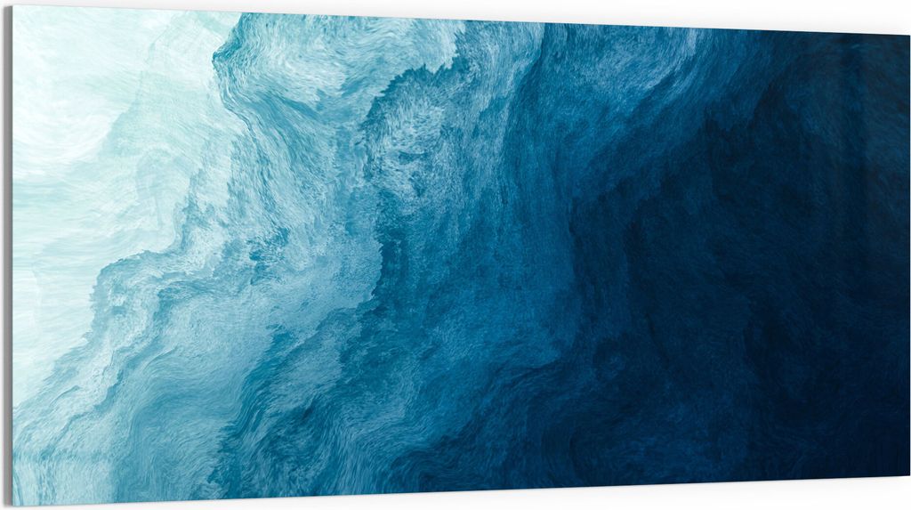 DEQORI Glasbild Echtglas 100x50 cm 'Aufgewühlte Wellen' Wandbild Bild modern Deko