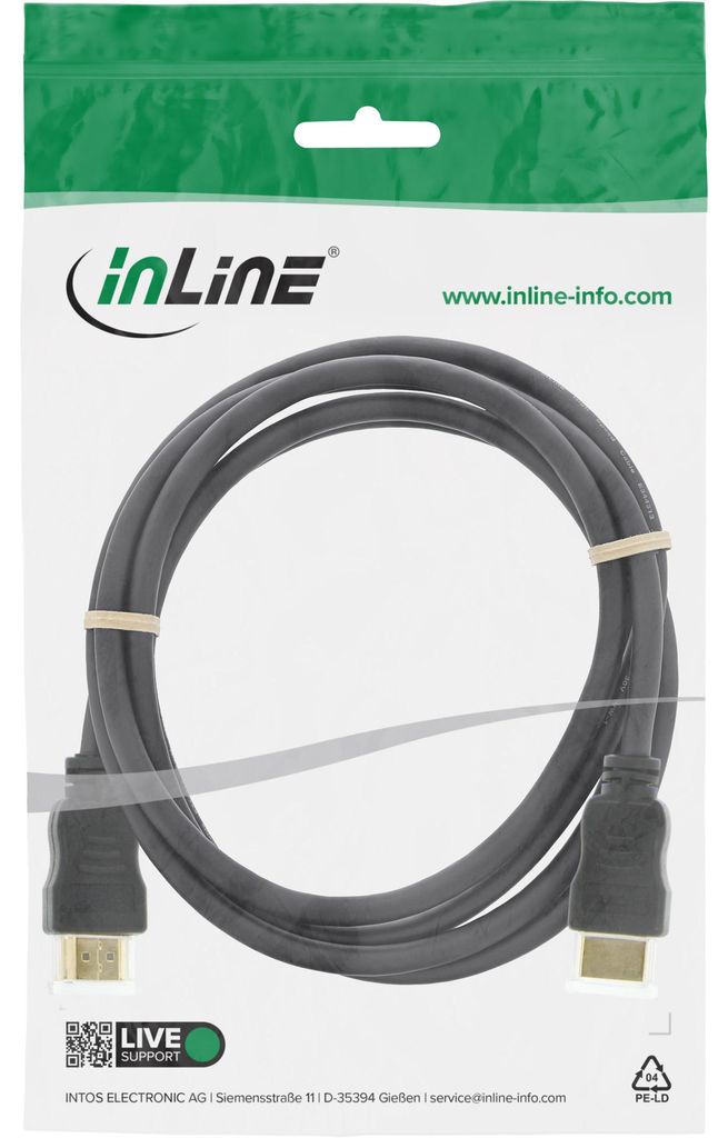 InLine HDMI-High Speed Kabel mit Ethernet, ST / ST, schwarz Produktbild 