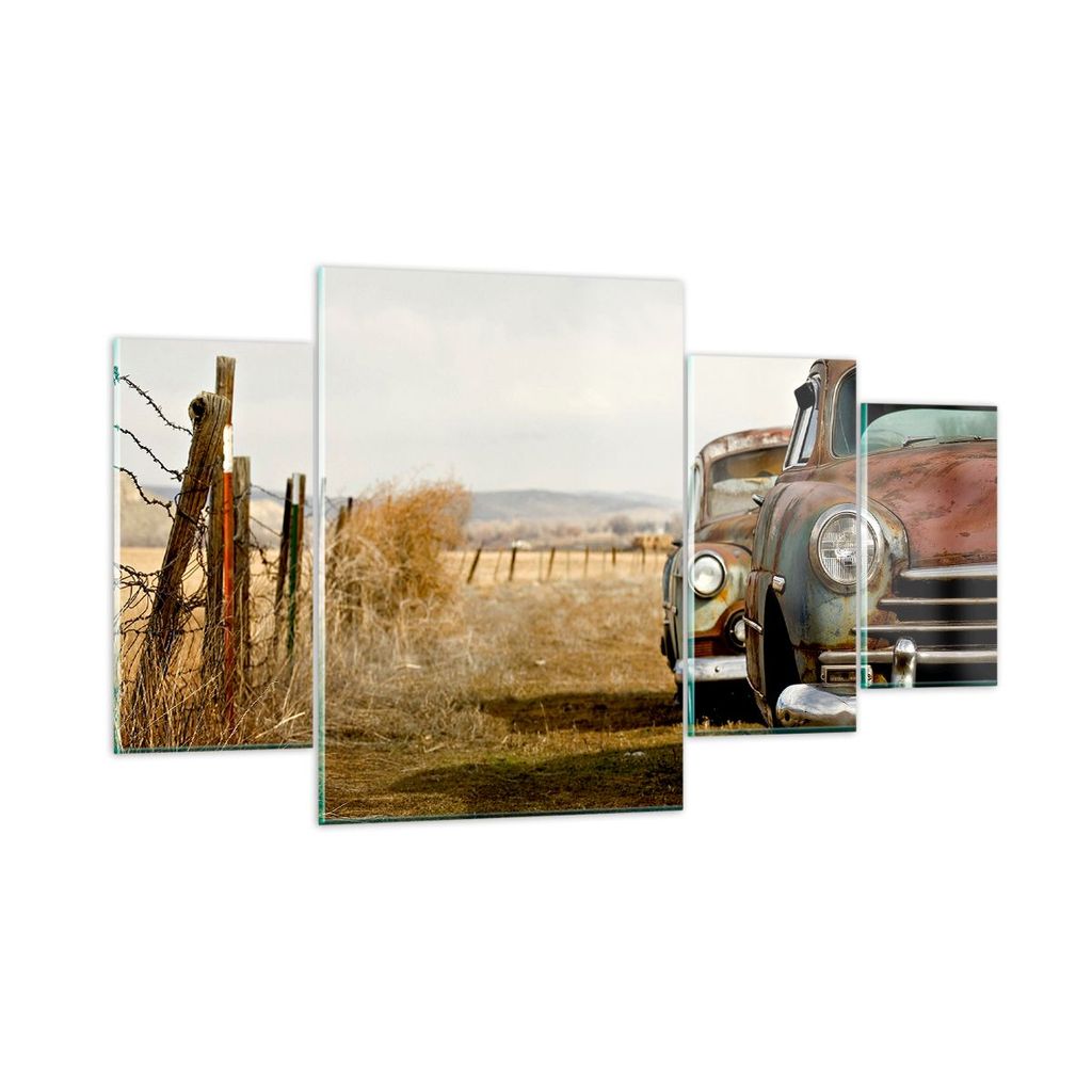 Bilder auf glas - Auto Alt Feld - 160x90cm - Glasbilder - Wandbilder - Bilder - Kunstdruck - zum Aufhängen bereit - Wanddekoration aus Glas - Glas...