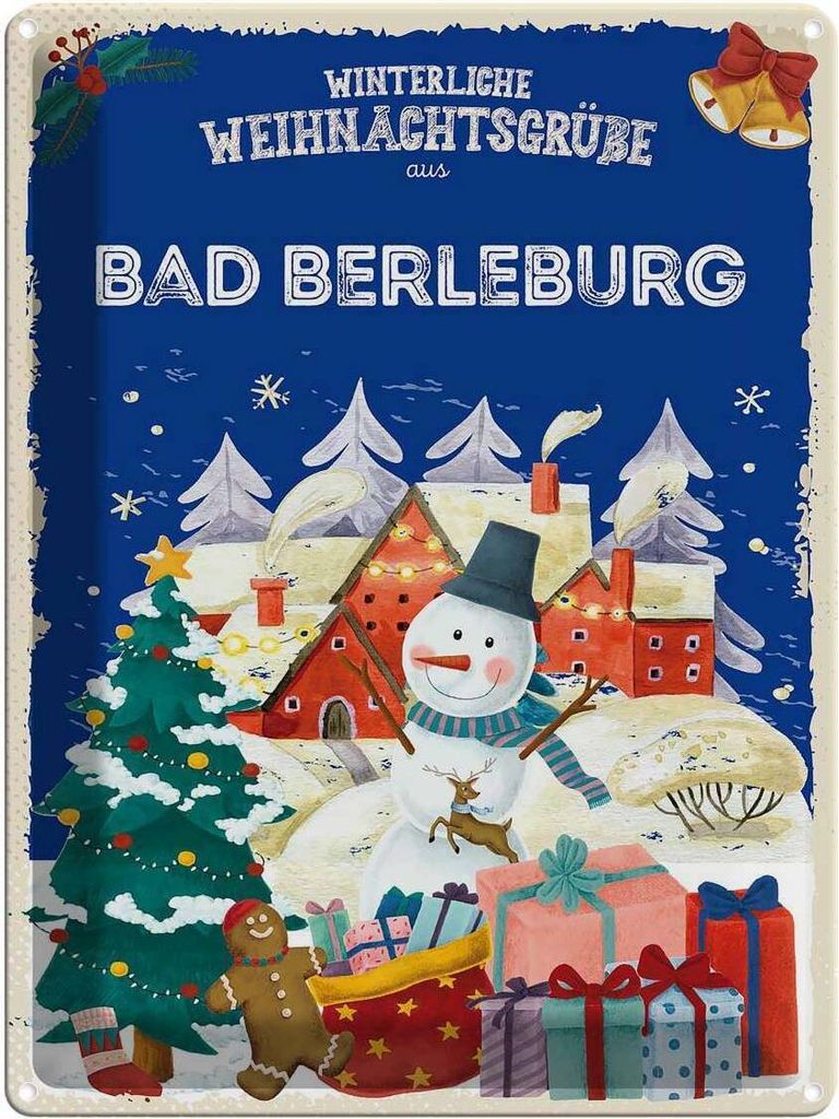 vianmo Blechschild 40x30 cm Weihnachtsgrüße BAD BERLEBURG Abenteuer Reisen Urlaub Weihnachten