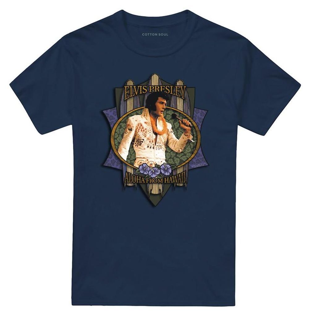 Elvis Presley - "Aloha From Hawaii" T-Shirt für Herren/Damen Uni, ohne Etiketten TV33353 (L) (Marine)