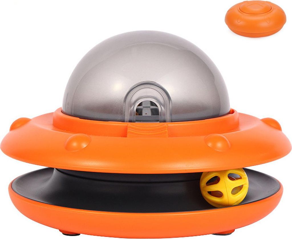 Fernbedienbar, Leckereien Dispenser, Futterautomat Katze, Interaktives Spielzeug, Orange